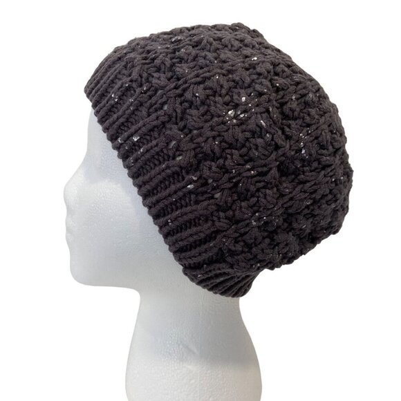 Gap Cable Knit Slouchy Beanie Hat Women or unisex One Size Gray Cotton & Acrylic - Picture 4 of 8
